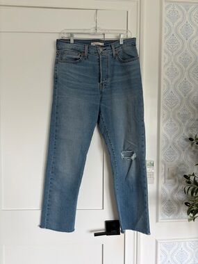 Levi's Wedgie Straight Leg Distressed Light Blue Jeans